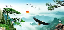 松鹤延年 迎客松