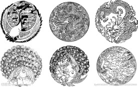 矢量 龙 凤 孔雀 仙鹤 图案