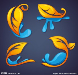 树叶水珠水滴 logo设计