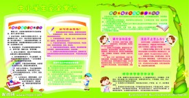 中小学安全常识 小学生模板 绿色背景展板