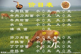 牛肉拉面价目表