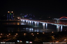 重庆长江大桥夜景 桥梁