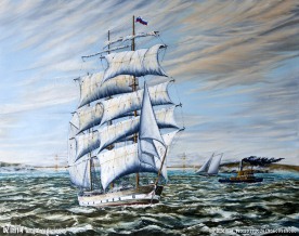 油画 帆船