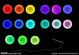 各种纽扣和针线矢量