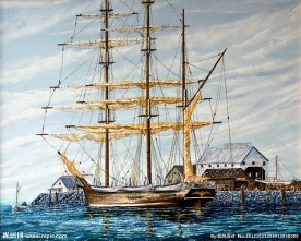 油画 帆船