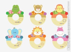 六款野生动物卡通摇铃