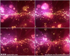 红色 心形 炫彩粒子背景