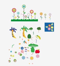 卡通花草树木素材