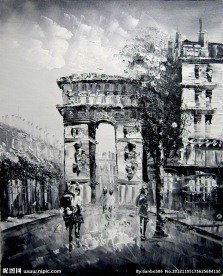 黑白装饰油画