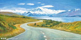 手绘油画美景