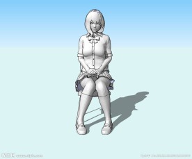 坐女3D模型