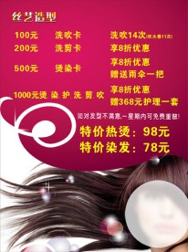 美发价格海报