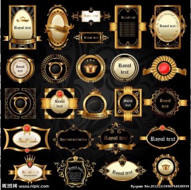 金色欧式标签徽章 勋章