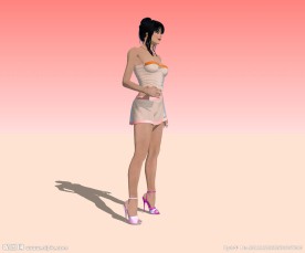 美女站式精细3D模型