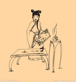 手绘线描古代人物