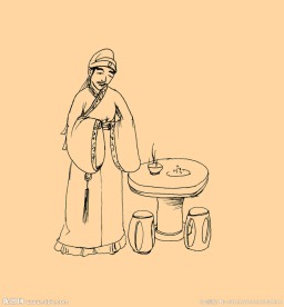 手绘线描古代人物