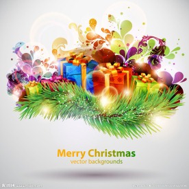 圣诞光影礼品素材矢量图