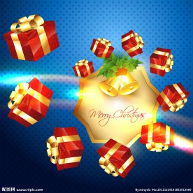 动感旋转圣诞礼盒矢量图