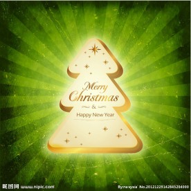 复古简洁圣诞树金块矢量图