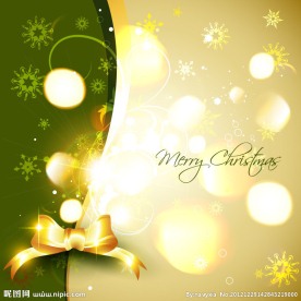 动感黄色光斑蝴蝶结雪花背景