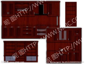 红木酒柜 厨柜效果图