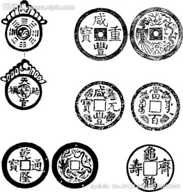 钱币纹 古文 龙纹 古钱币