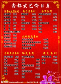 发艺价目表