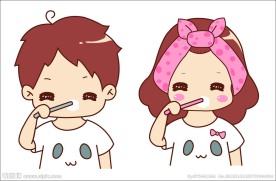 刷牙的小孩