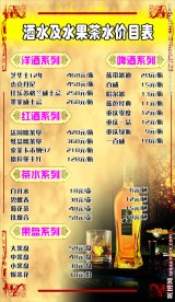 酒水价目表