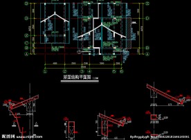 中式酒店 屋面结构平面