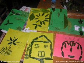 可爱环保树叶画