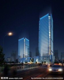 公建人视夜景效果图渲染文件