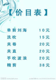 发艺价目表