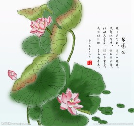 手绘荷花 分层 高清