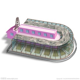 手绘褐马鸡场馆