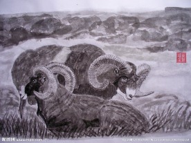 羊 水墨画 国画