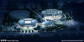 现代体育场夜景