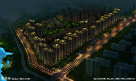 鸟瞰小区夜景亮化