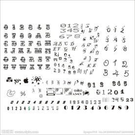 数字 字母花纹矢量图