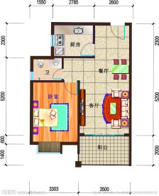 彩色平面户型图
