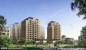 地产楼盘中庭组团效果