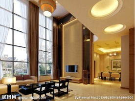 现代中式风格挑空客餐