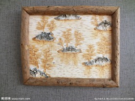 艺术展厅桦树皮烙画