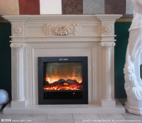雕花大理石欧壁火壁炉