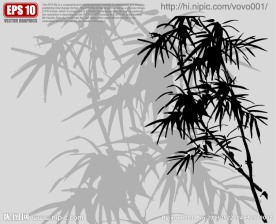 墨竹矢量剪影