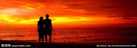 夕阳 晚霞 情侣