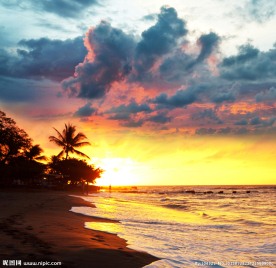 海滩 夕阳