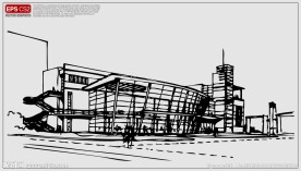 建筑速写矢量图