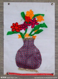 学生美术作品布粘贴画