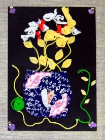 学生毛线布粘贴画